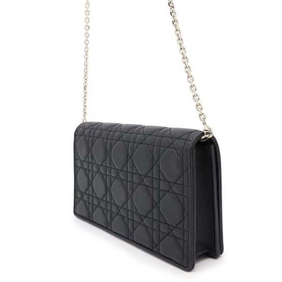 Christian Dior Chain Shoulder Bag Lady Dior Pouch Cannage Black - Picture 2 of 11